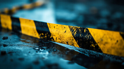 Caution tape black and yellow warning danger area construction site safety hazard restricted zone security barrier