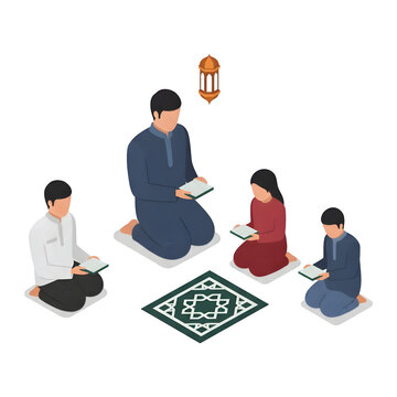 Islamic Family's Evening Quranic Study Session