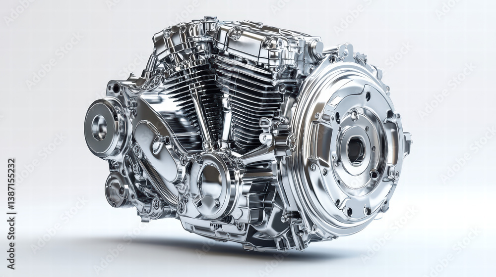 Poster shiny engine: capturing the core of raw power and mechanical artistry. this detailed image presents 