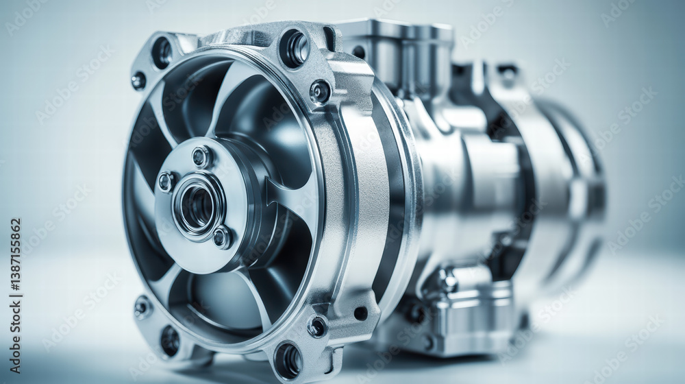 Poster precision engineering: a close-up perspective of a sophisticated mechanical component, rendered in g