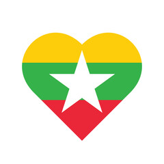 Heart symbol featuring colors and star of Myanmar, representing national pride and unity among people