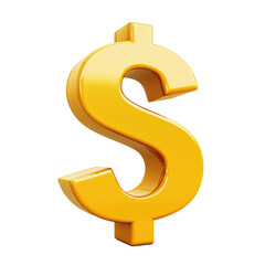 Obraz premium Golden dollar sign symbol currency icon on transparent background
