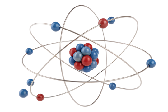 3d illustration of an atom where the electrons moves png