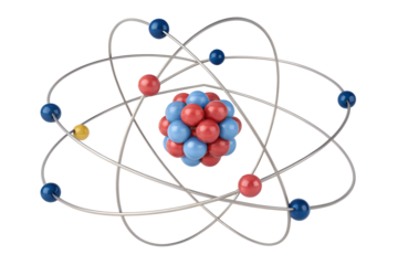 3d illustration of an atom where the electrons moves png