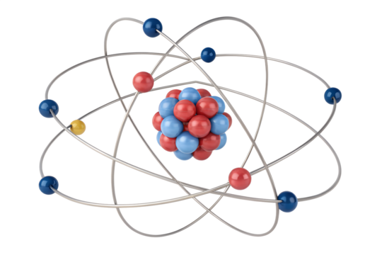3d illustration of an atom where the electrons moves png
