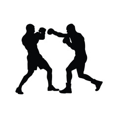Boxing Sparring Silhouette Two Fighters Facing Off in the Ring