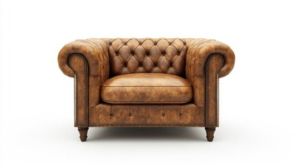 Stylish Brown Leather Chesterfield Sofa for Elegant Interior Decor