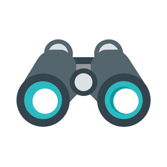 Flat binoculars icon in dark blue style