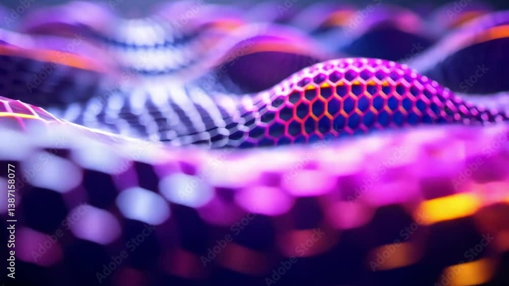 Poster vibrant abstract hexagonal pattern dynamic waves in purple and blue create futuristic design with me