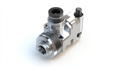 Machine Component Design: A detailed photograph of a metallic industrial component, showcasing precise engineering and design.