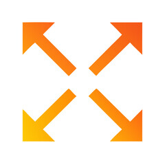 Four orange arrows pointing outward in flat style