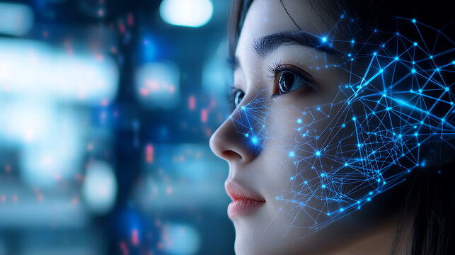 A deep learning researcher designing neural networks for facial recognition systems, high-tech AI lab with real-time facial data processing and machine learning algorithms, Futuristic style