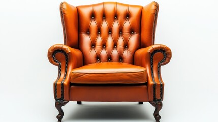 Fototapeta premium Elegant Vintage Leather Armchair with Classic Button Tufting Design