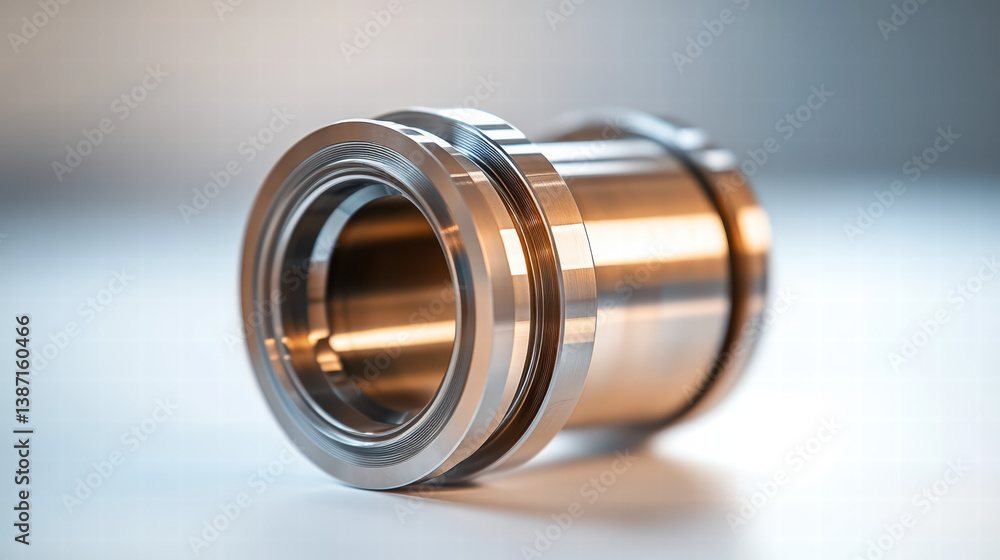 Poster precision-machined coupling: a high-precision, metallic coupling component, meticulously crafted wit