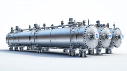 Industrial Pressure Vessels: Precision-engineered pressure vessels, gleaming in a metallic finish, stand as symbols of industrial strength and technological sophistication.