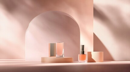 Popular beauty products, luxury skincare, trending makeup essentials, elegant product showcase, soft pastel tones, premium cosmetics display