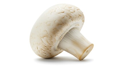 Fototapeta premium Close-up of a Single Button Mushroom on White Background AI Generated
