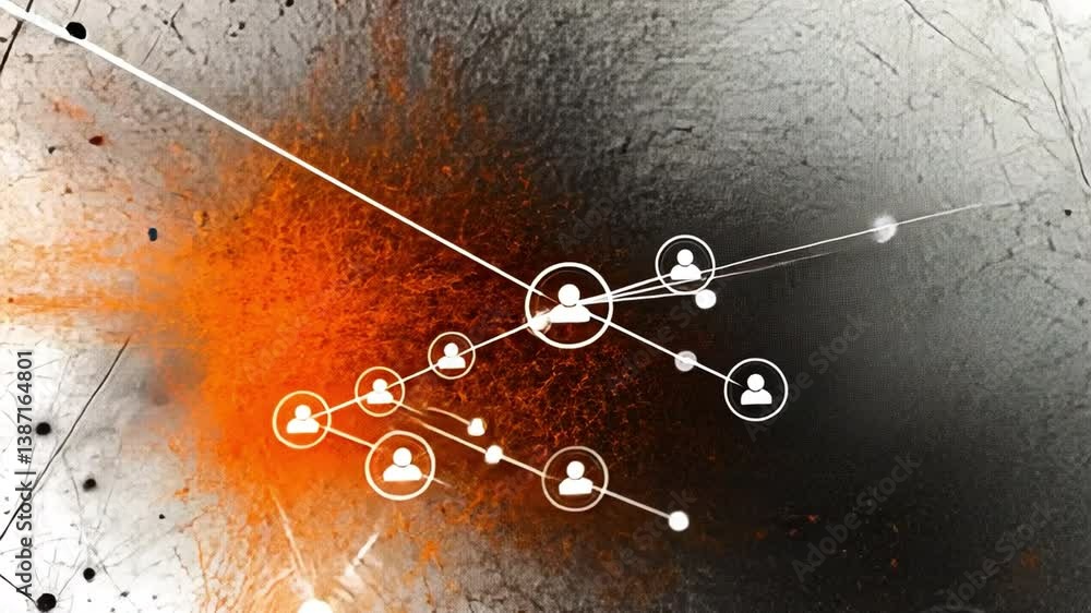 Poster networked connections: a dynamic visual representation of interconnected people or network, set agai