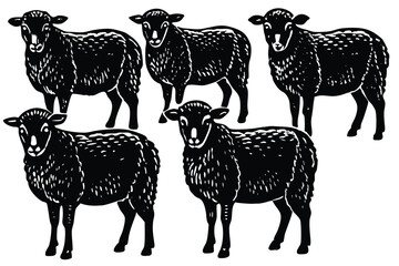 Rustic Sheep: Vintage Block Grunge Vector Art