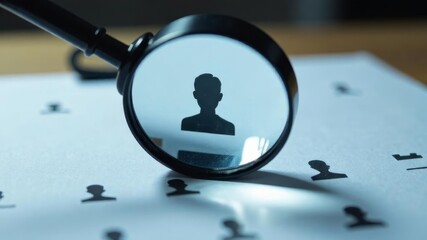 Fototapeta premium magnifying glass zoomed in person icon in documents