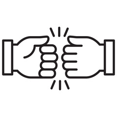 Hand fist bump icon. Hand toss gesture symbol. Icon symbol suitable for teamwork, friendship, cooperation, 