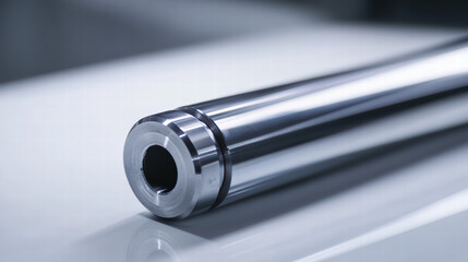 Metallic Precision: An industrial close-up showcases the smooth, reflective surface of a finely crafted metallic object.