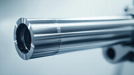 Industrial Cylinder: A close-up captures the gleaming, metallic precision of a precisely engineered industrial cylinder, highlighting its polished surface and the subtle details of its construction.