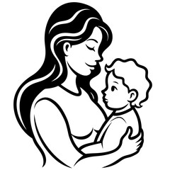 Mother’s Day line art vector
