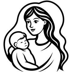 Mother’s Day line art vector