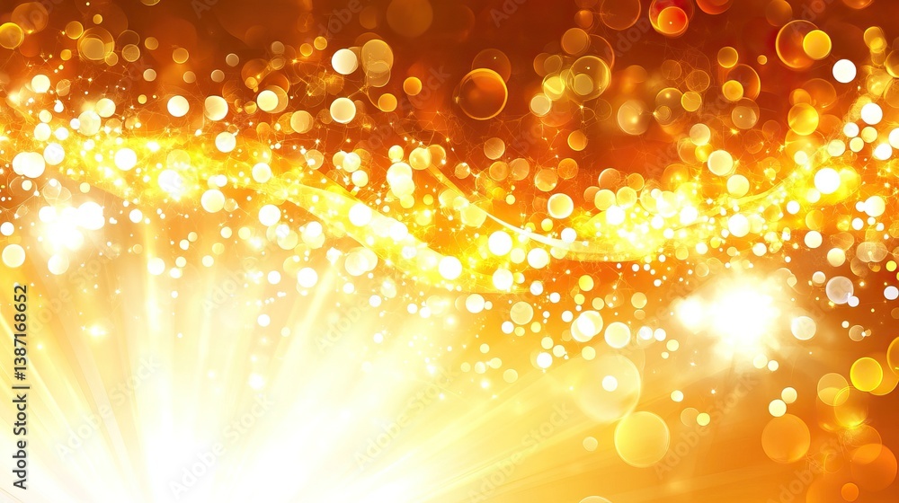 Poster golden abstract background with sparkling waves