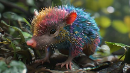 3D model of a multi-colored tenrec