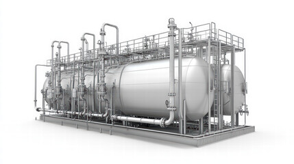 Industrial Tanks: This image showcases large, cylindrical industrial tanks, designed for the storage and processing of liquid or gaseous substances, depicting industrial engineering.