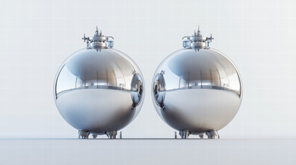 Steel Tanks: Metallic orbs of industry and technological design, embodying precision and efficiency, the perfect blend of artistry and functional engineering.