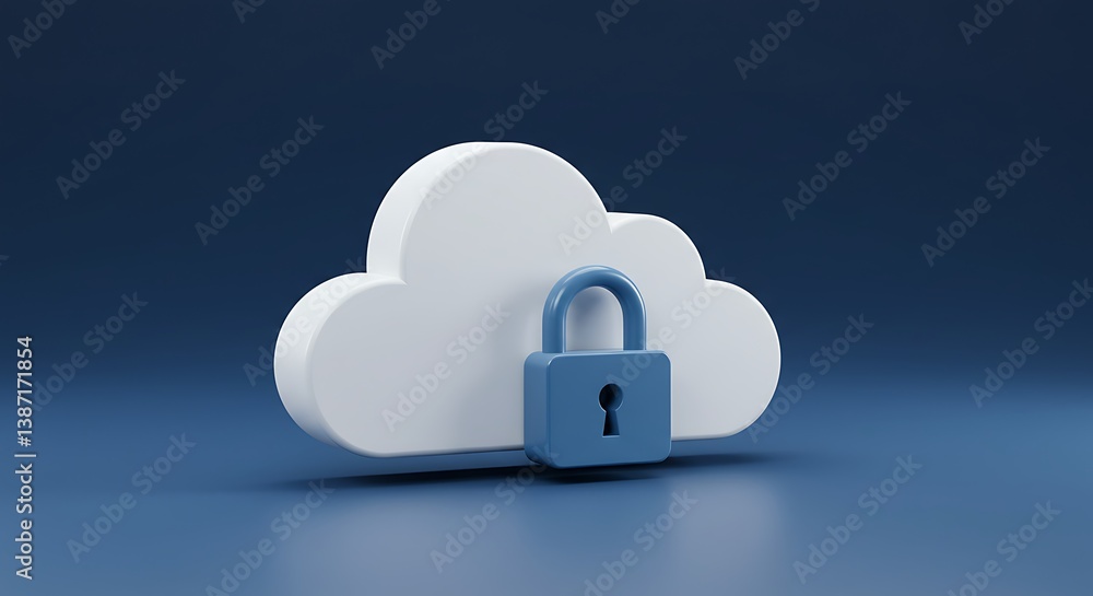 Poster securing cloud storage a padlock on cloud data for security