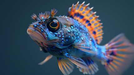 Fototapeta premium 3D model of a multi-colored blenny