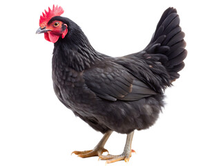 Fototapeta premium black chicken isolated on white background PNG. GENERATED AI