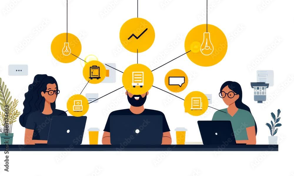 Poster Dynamic Team Collaboration and Creative Workflow in Modern Digital Workspace