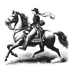 Fototapeta premium Civil War era equestrian artwork of woman posing as a male soldier