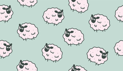 Cute sheep pattern background vector design