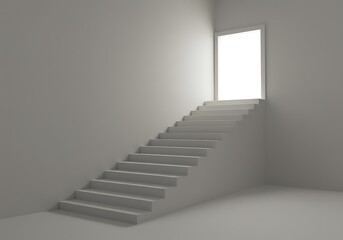 Obraz premium Stairway Leading to a Bright Doorway Minimalist Conceptual Architectural Illustration