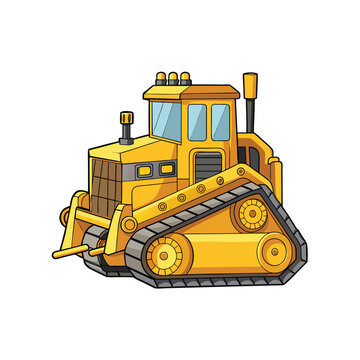 recommend clip art: Cartoon Yellow Bulldozer Illustration, Construction Equipment Isolated Image