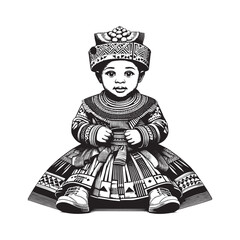 Obraz premium Little girl adorned in Zulu traditional Isidwaba and Umqhele fashion style