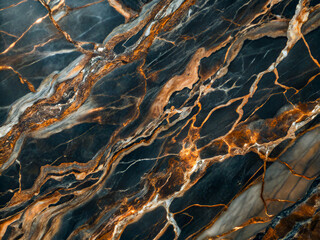 Obraz premium The texture of the black marble stone with bronze details. Seamless pattern background