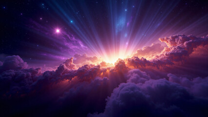 Fototapeta premium Celestial Clouds and Light Rays