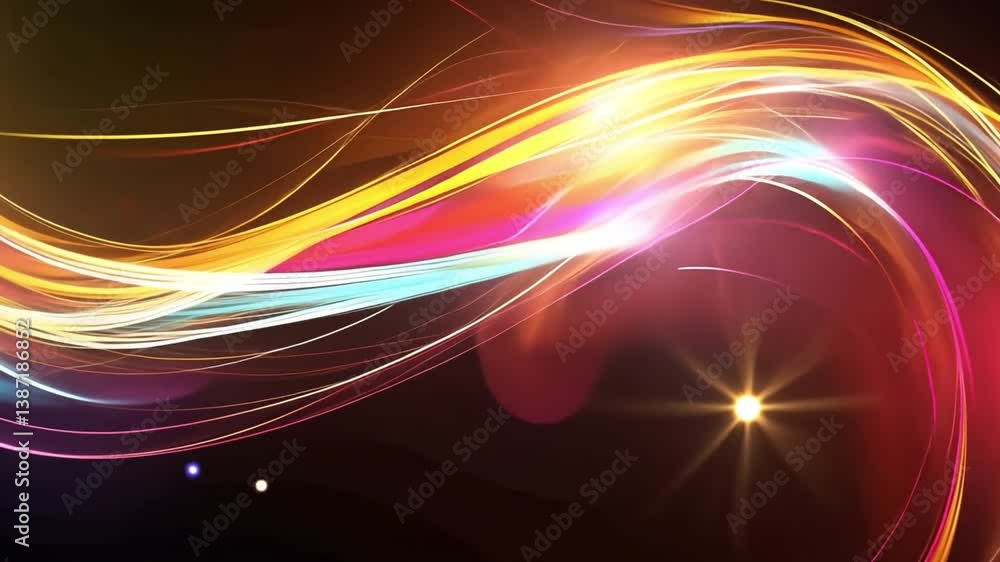 Poster vibrant abstract light trails create dynamic and colorful background with flowing lines in pink and 