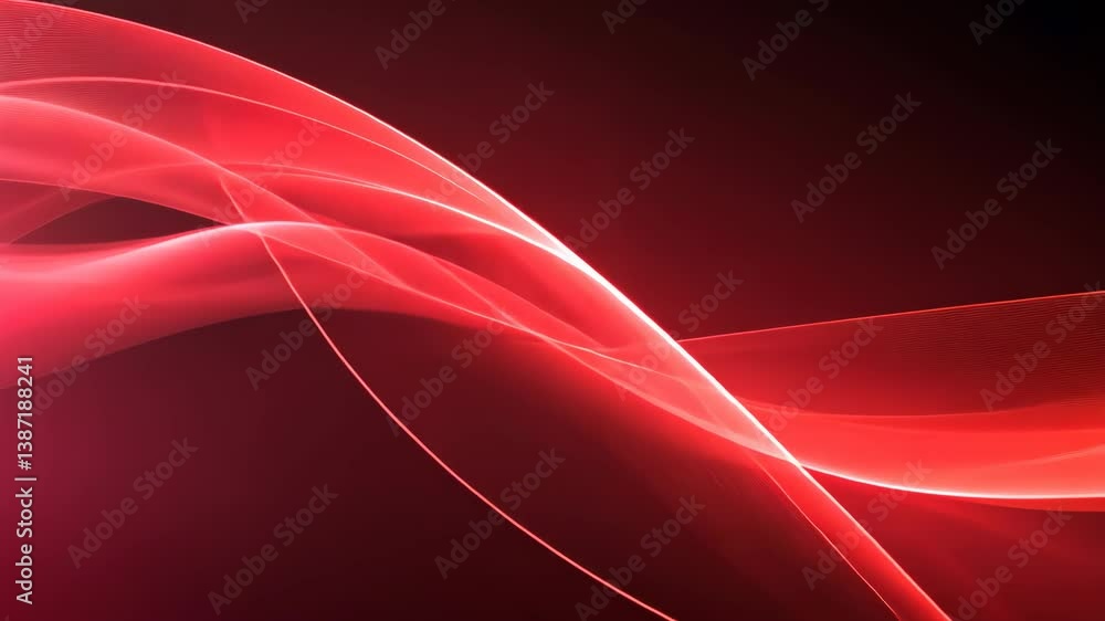 Aufkleber abstract red wave pattern with flowing glowing lines on a dark burgundy background, ideal for modern