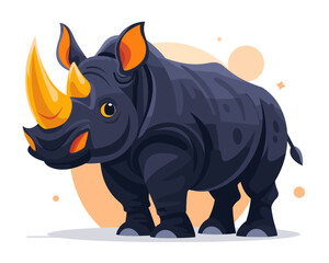 Obraz premium Cute cartoon rhinoceros on white background. Vector illustration