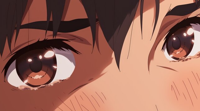 Eyes close-up, affectionate look with tears, emotional expression