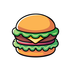 simple burger in flat color vector