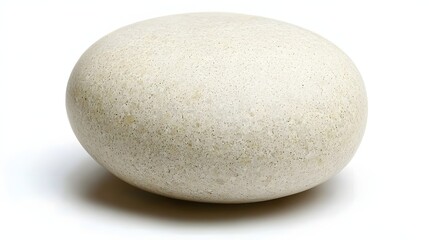 Smooth, Speckled White Egg-Shaped Stone on Minimalist Background with Subtle Texture